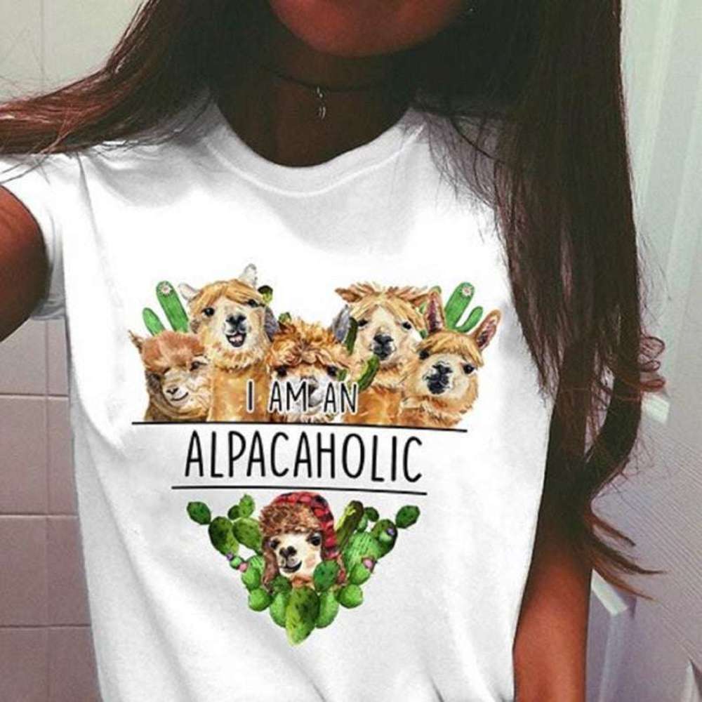 Llama I Am An Alpacaholic Cute Funny Graphic Unisex T-Shirt